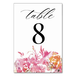 Numeração De Mesa Número da Mesa de Casamento Moderno Aquarela Rosa