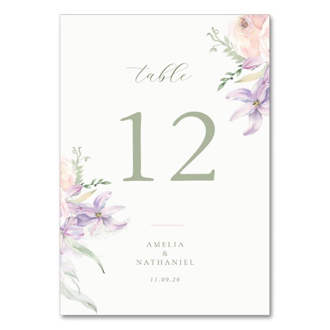Numeração De Mesa Número da Mesa de Casamento no Jardim Pastel (Frente)