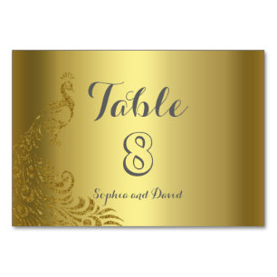 Numeração De Mesa NÚMERO DA MESA DE Casamento Pavão-Abstrato Dourado