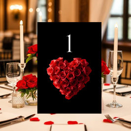 Numeração De Mesa Número da Mesa de Casamento - Rosas Vermelhas em F