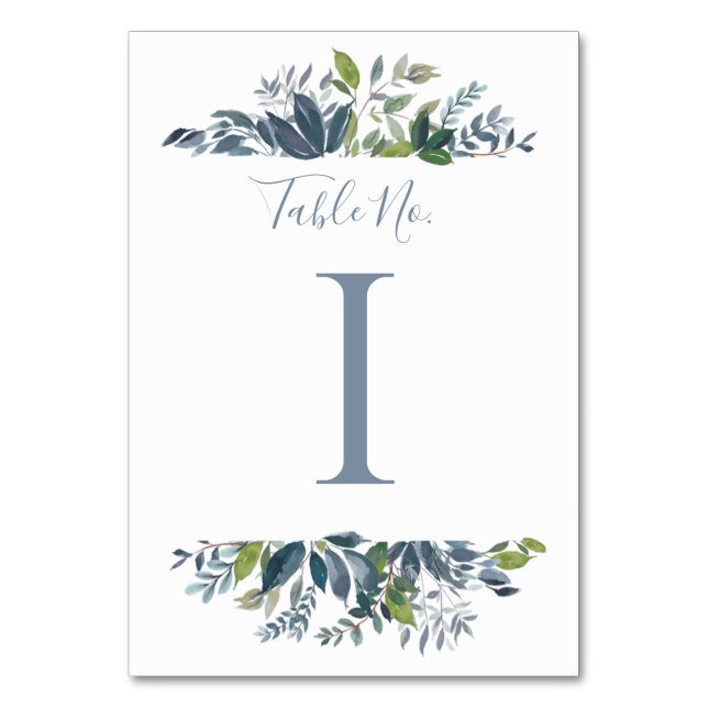 Numeração De Mesa Número da Mesa de Casamento | Verde Sujo Azul 1 (Frente)