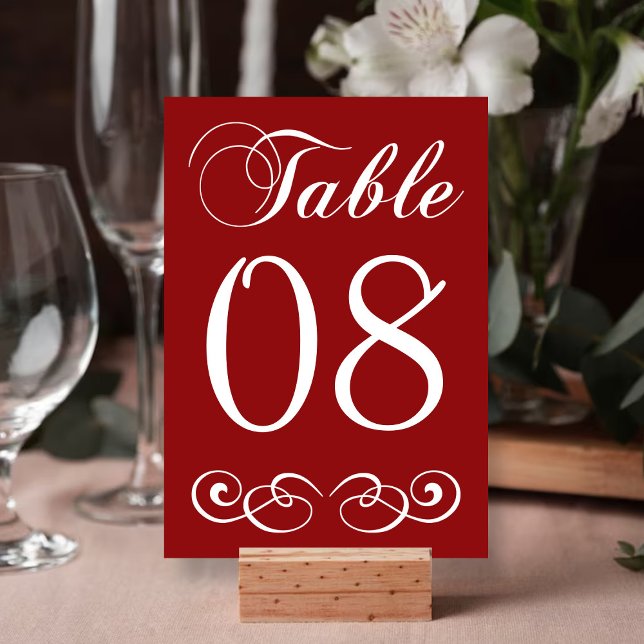 Numeração De Mesa Número Da Mesa De Casamento Vermelho E Branco Eleg (Criador carregado)