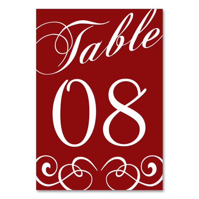 Numeração De Mesa Número Da Mesa De Casamento Vermelho E Branco Eleg (Frente)