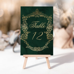 Numeração De Mesa Número da mesa de casamento vitoriano em ouro verd