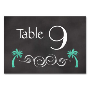 Numeração De Mesa Número da mesa do casamento de praia da cerceta d
