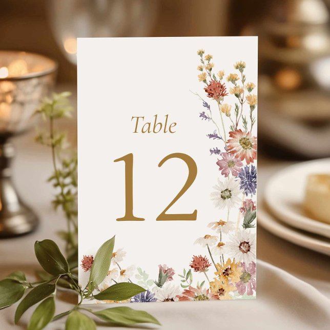 Numeração De Mesa Número da Mesa do Chá de Noiva com Flores Silvestr (Wildflower Bridal Shower Table Number)