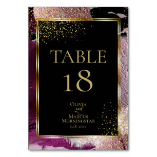 Numeração De Mesa NÚMERO DA MESA   Dourado Preto e Cassis Metálico