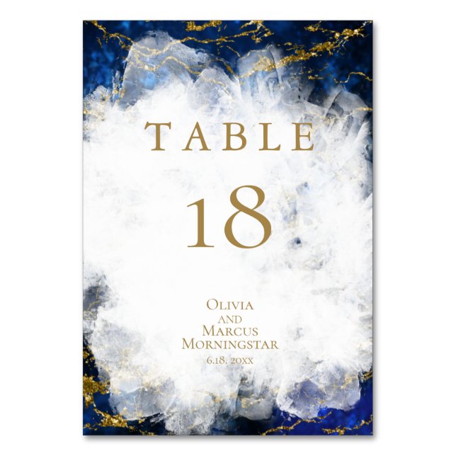 Numeração De Mesa NÚMERO DA MESA | Elegante Geodo de Cristal de Lápi (Frente)