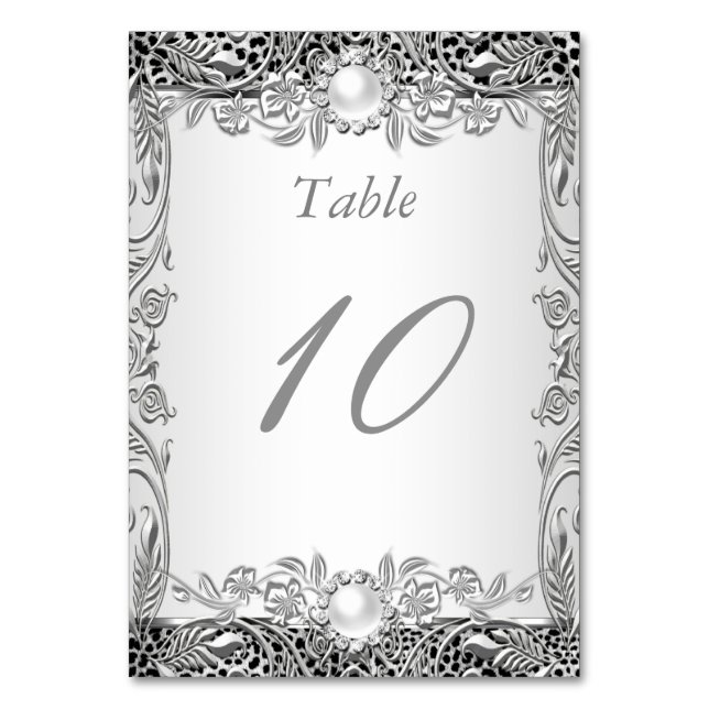 Numeração De Mesa Número da Mesa Elegante Leopardo Pérola Prata (Frente)