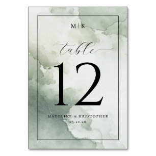 Numeração De Mesa Número da Mesa em Aquarela Verde Calmo