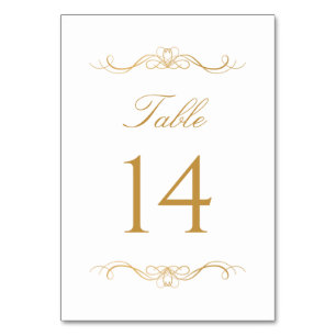 Numeração De Mesa Número da Mesa em Caligrafia Dourada Elegante