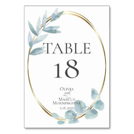 Numeração De Mesa NÚMERO DA MESA | Eucalipto Aquarela Azul Empoeirad
