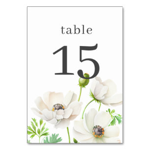 Numeração De Mesa Número da Mesa Flor de Anêmona Branca
