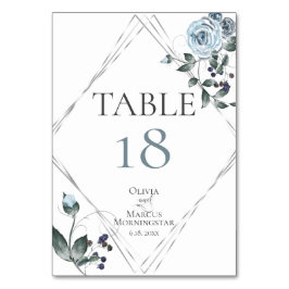 Numeração De Mesa NÚMERO DA MESA | Floral Aquarela Azul Poeirento Pr