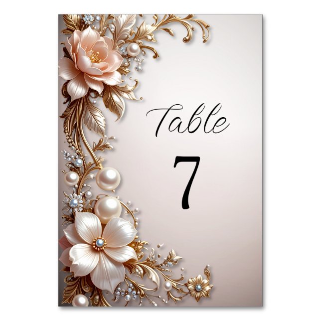 Numeração De Mesa Número da Mesa Flores Rosa Suave e Branco (Frente)