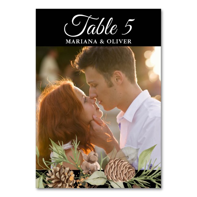 Numeração De Mesa Número da Mesa Negra Branca de Pinheiro de inverno (Verso)