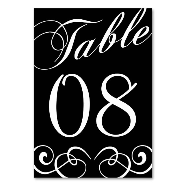 Numeração De Mesa Número da Mesa Negra Branca e Negra Elegante (Frente)