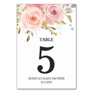 Numeração De Mesa Número da Mesa para Chá de Bebê Floral Vintage Ros