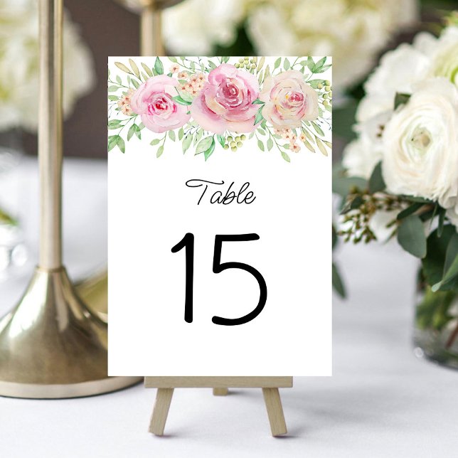 Numeração De Mesa Número da Mesa rosas cor de rosa Elegante (Criador carregado)