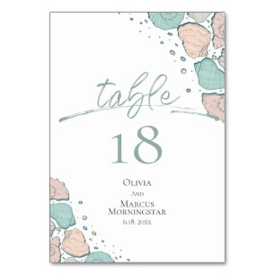 Numeração De Mesa NÚMERO DA TABELA Beach Shells Teal and Coral