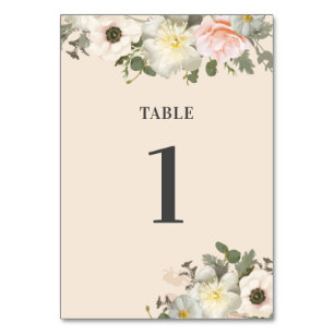 Numeração De Mesa Número da Tabela Blush de Casamento de Peônias e A