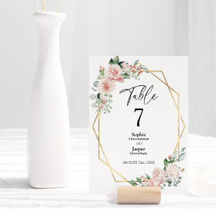 Numeração De Mesa Número da Tabela Branca Simples Blush Floral