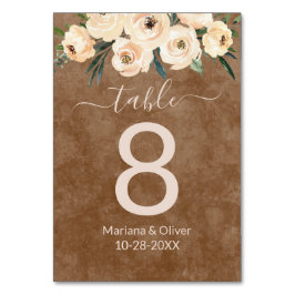 Numeração De Mesa Número da Tabela Castanho-Beige Floral