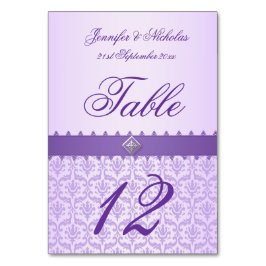 Numeração De Mesa Número da Tabela Damasco Lilac e Faixa Roxa