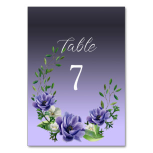 Numeração De Mesa Número da Tabela das Flores Roxas de Aquarela