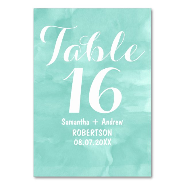 Numeração De Mesa Número da tabela de aqua verde moderna (Frente)