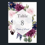 Numeração De Mesa Número da Tabela de Bloqueio Floral Roxo da Lavand<br><div class="desc">Design de cartão encantador com lavanda de aquarela maravilhosa e marinho de flores azuis buquês/coroa, divisor floral, belo guião de escrita manual, hexágono semitransparente e fontes especiais. Use a ferramenta Personalizar para adicionar suas informações e fazer alterações. Para itens correspondentes, visite minha Coleção de Bloom Azul Floral do Marinho Lavanda....</div>