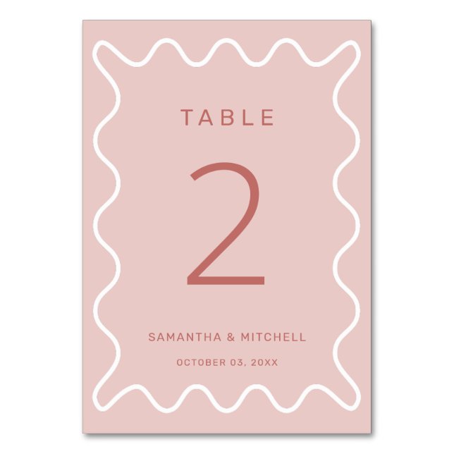 Numeração De Mesa Número da Tabela de Borda Onda Rosa (Frente)