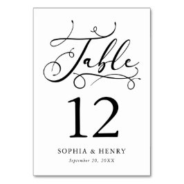 Numeração De Mesa Número da Tabela de Caligrafia Branca e Preta