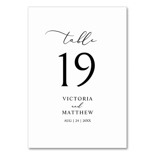 Numeração De Mesa Número da Tabela de Caligrafia Preta Elegante (Frente)