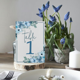 Numeração De Mesa Número da Tabela de Casamento Azul com Derrame Flo