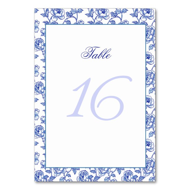 Numeração De Mesa Número da Tabela de Casamento Azul e Branco (Frente)