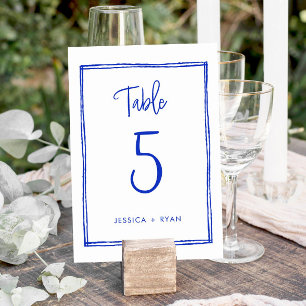 Numeração De Mesa Número da Tabela de Casamento Azul Francês Escrito