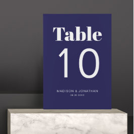 Numeração De Mesa Número da Tabela de Casamento Azul Marinho Minimal