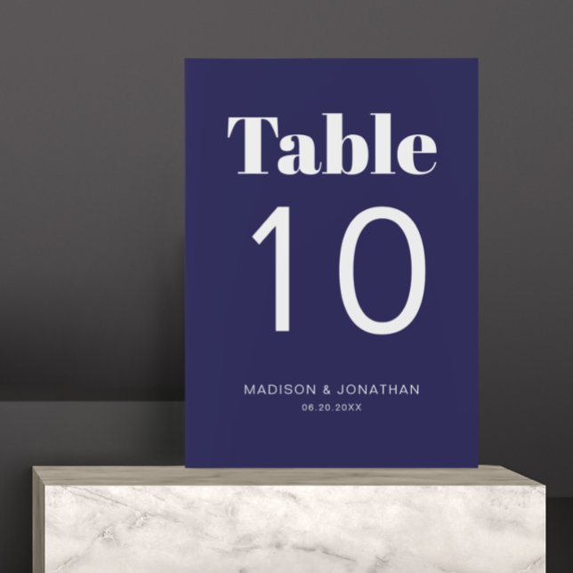 Numeração De Mesa Número da Tabela de Casamento Azul Marinho Minimal (Criador carregado)
