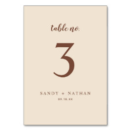 Numeração De Mesa Número da Tabela de Casamento Beige Boho