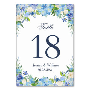Numeração De Mesa Número da Tabela de Casamento Blue Hydrangea Gree