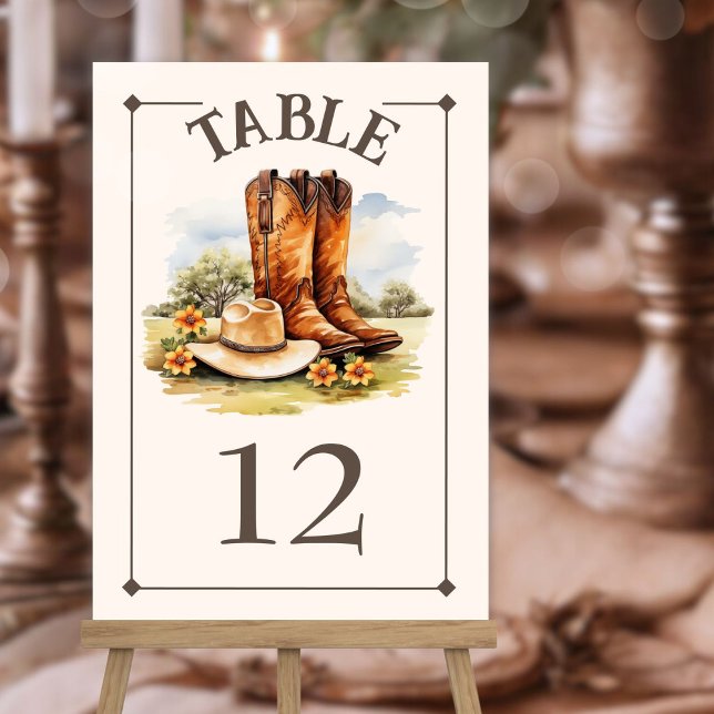 Numeração De Mesa Número da Tabela de Casamento Boots Boots do Cowbo (Criador carregado)