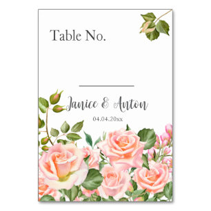 Numeração De Mesa Número da Tabela de Casamento Botânico Cor-de-Rosa