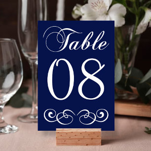 Numeração De Mesa Número Da Tabela De Casamento Branco E Azul-Marinh