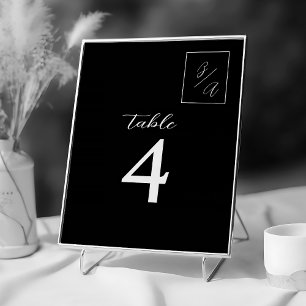 Numeração De Mesa Número da Tabela de Casamento Branco e Preto-Chic