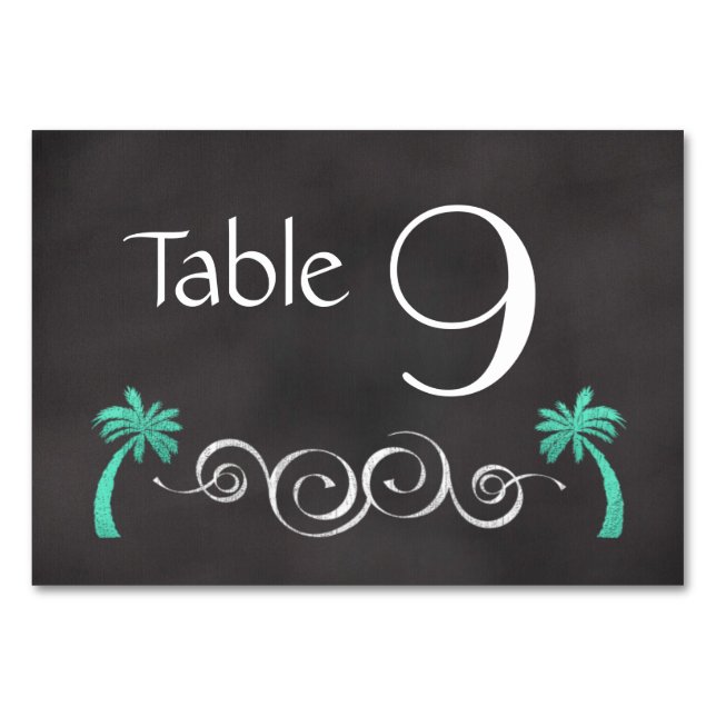 Numeração De Mesa Número da Tabela de Casamento Chalkboard Teal Beac (Frente)