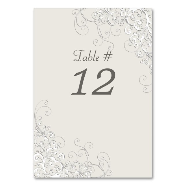 Numeração De Mesa Número da Tabela de Casamento Clássico Chic Ivory  (Frente)