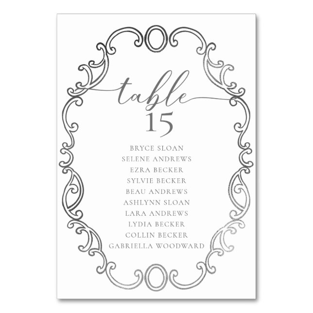 Numeração De Mesa Número da Tabela de Casamento Clássico de Script S (Verso)