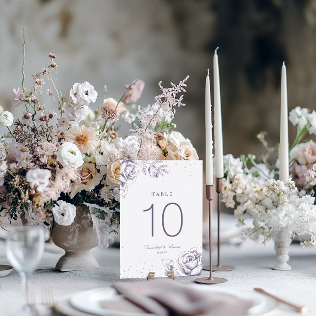 Numeração De Mesa Número da Tabela de Casamento da Glitter Rosa Roxo (Criador carregado)