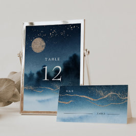 Numeração De Mesa Número da Tabela de Casamento da Paisagem Azul Not